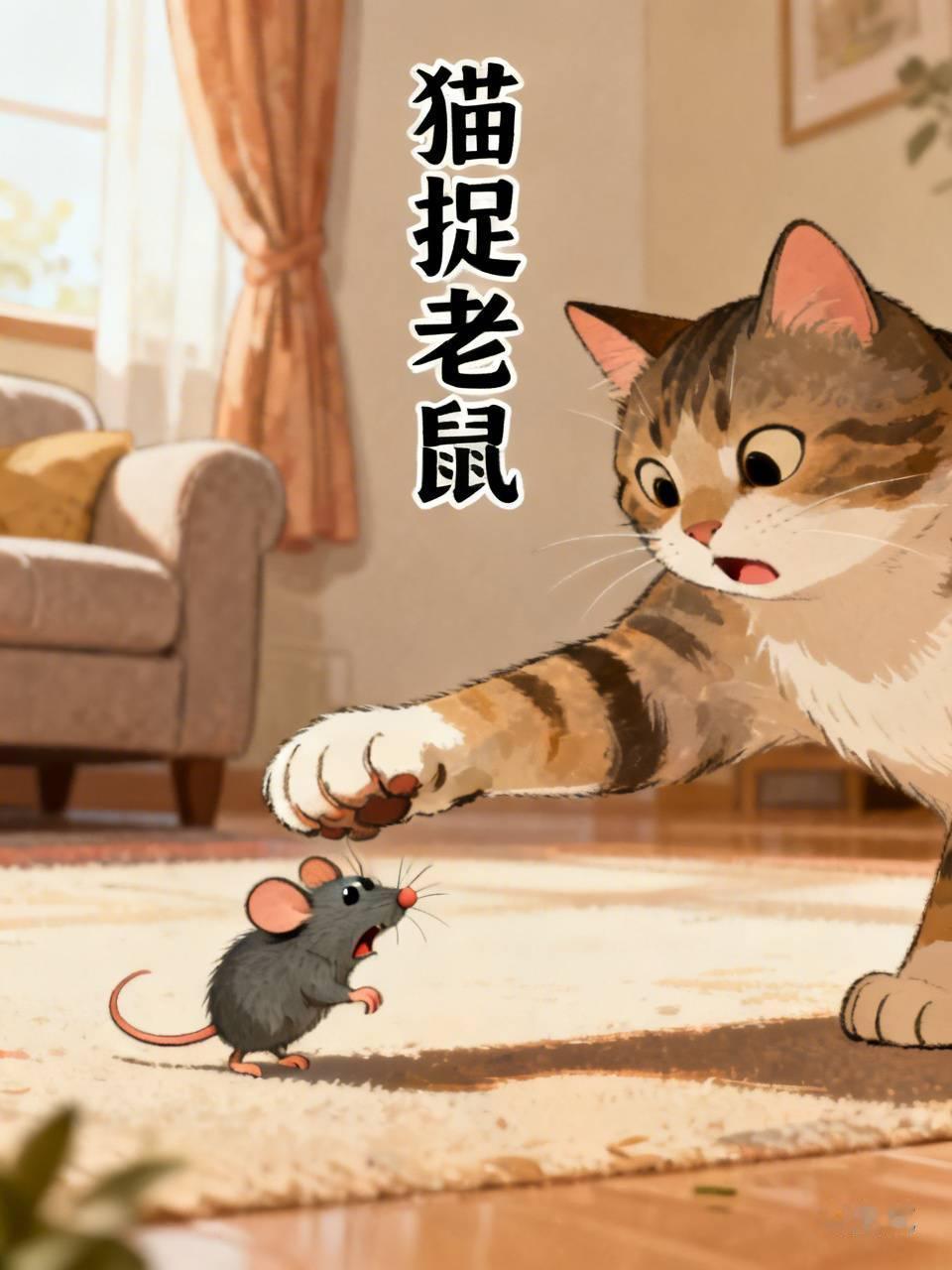 这就叫猫捉老鼠，戏耍耗子而玩弄于其股掌之间，始终是让耗子处于逃又逃不掉，猫又不真