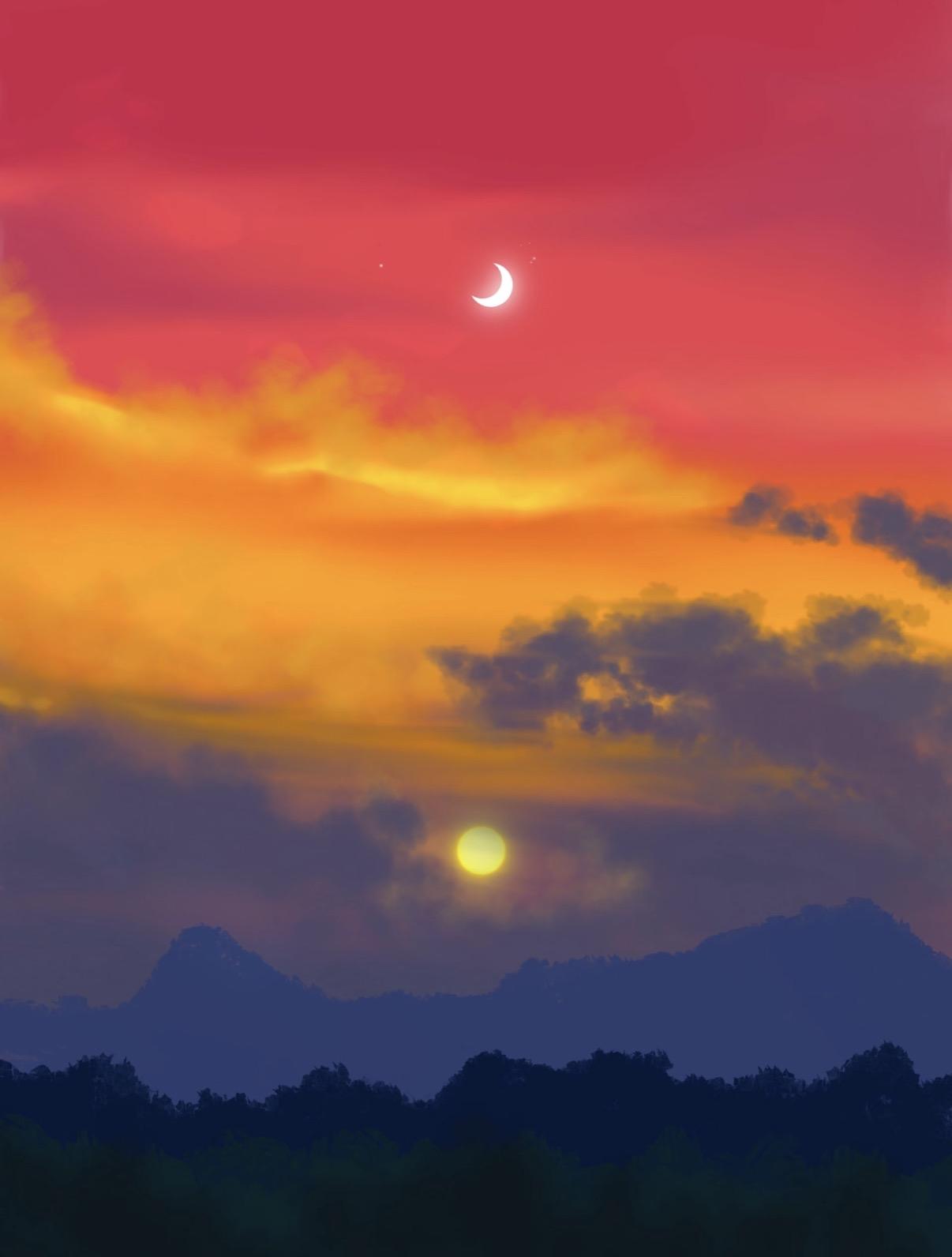 上联：天高悬日月
下联：露小结乾坤