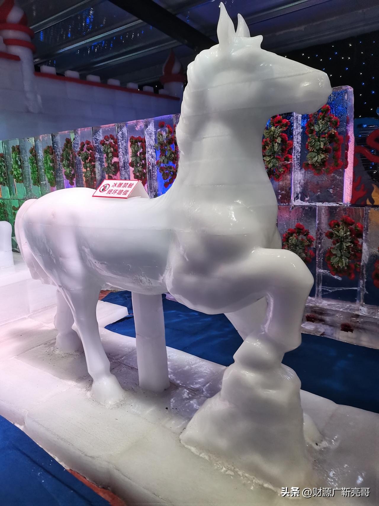 匠心筑梦
晶莹剔透的冰雕骏马栩栩如生，在灯光映照下更显灵动。匠人以冰为纸、以刀为