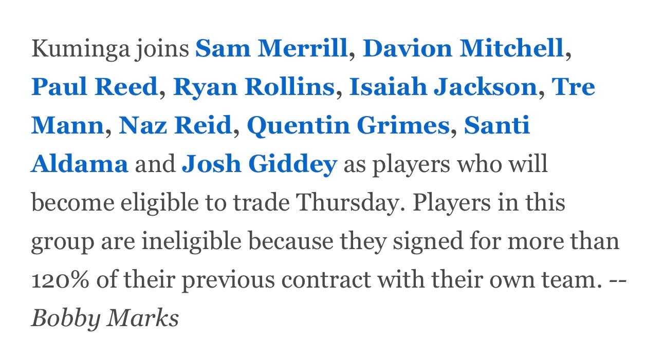 薪资专家Bobby Marks：库明加与萨姆·梅里尔、戴维恩·米切尔、保罗·里德