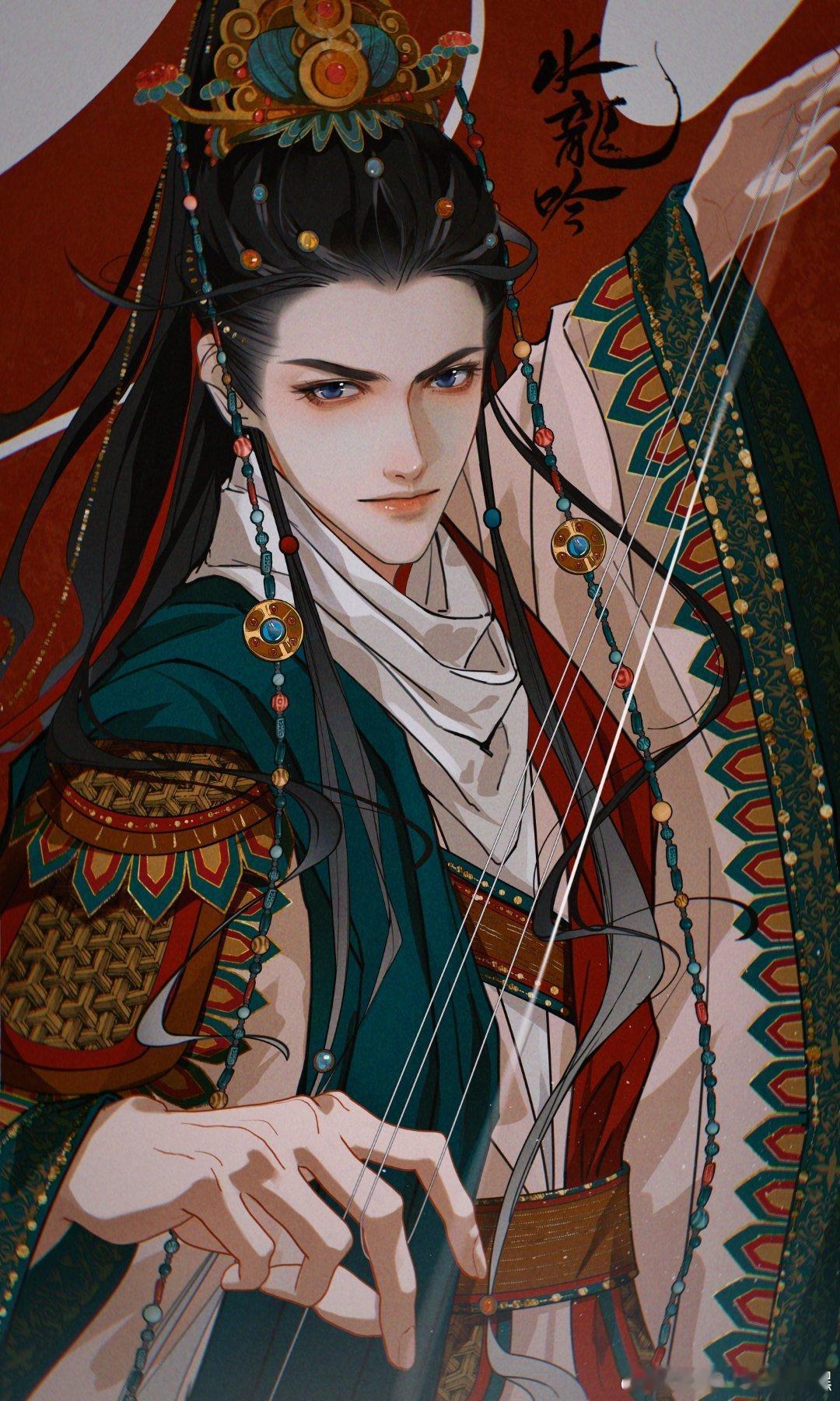 青池绿满，烟笼曲阑，三月春昼里雨落画檐。罗云熙皓衣行Leo罗云熙楚晚宁