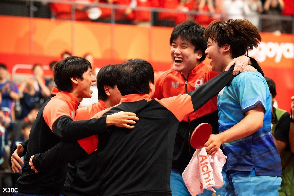 2026亚运会张本智和 260924 男团金牌  TeamJapan祝贺“𝙈?