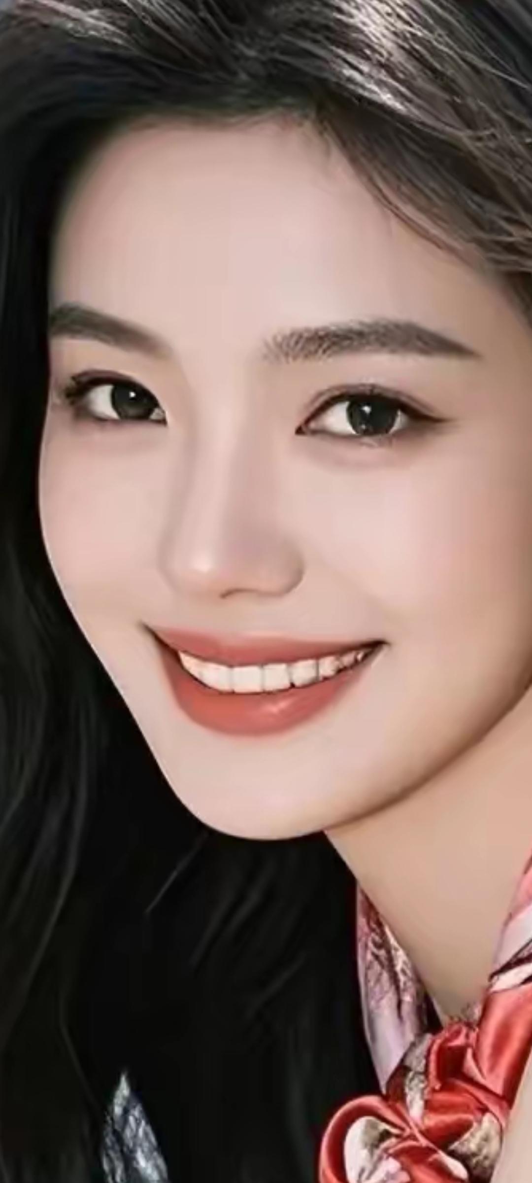 温柔甜美的笑容，红丝带点缀的优雅气质，尽显东方女性魅力！🌸💄🌸
