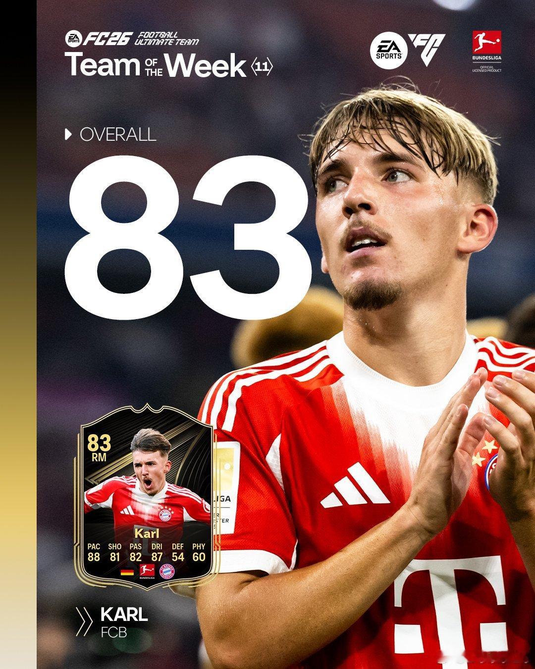 🚨倫納特·卡爾在FC26中獲得了第一張本週最佳陣容卡牌🔴⚪️🇩🇪 