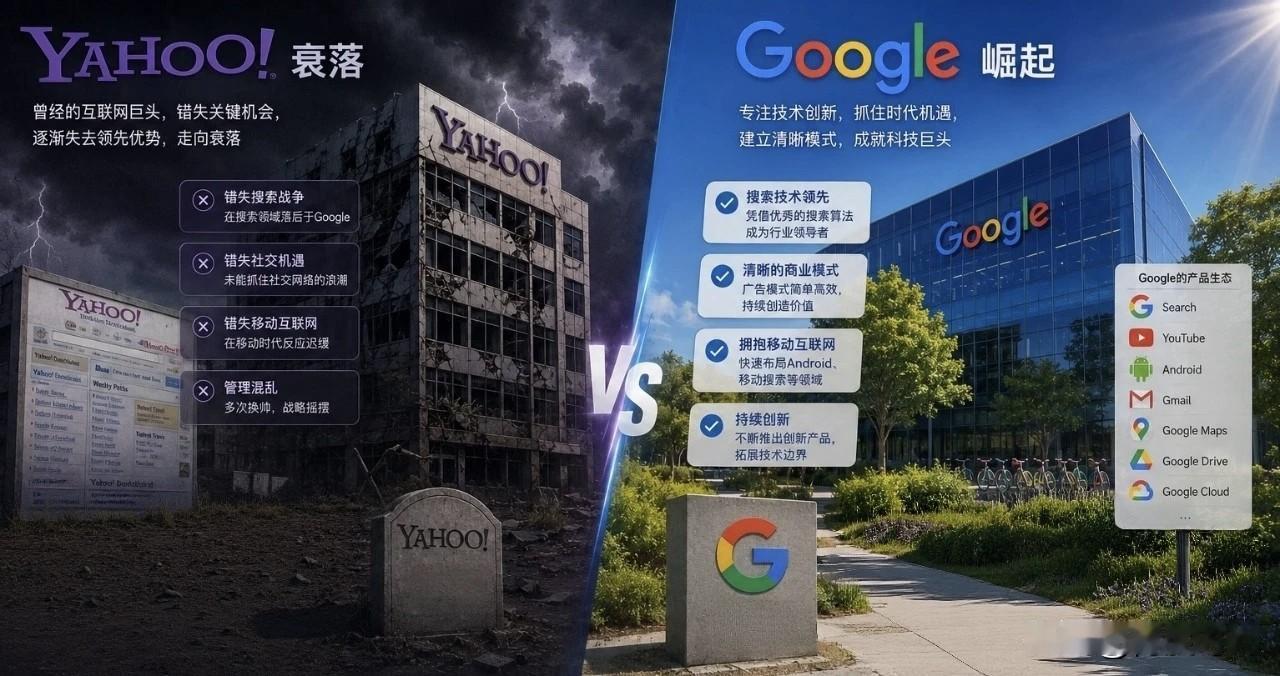 雅虎衰落、谷歌崛起
是互联网界的一场大洗牌
曾经雅虎是互联网巨头
1994年成立