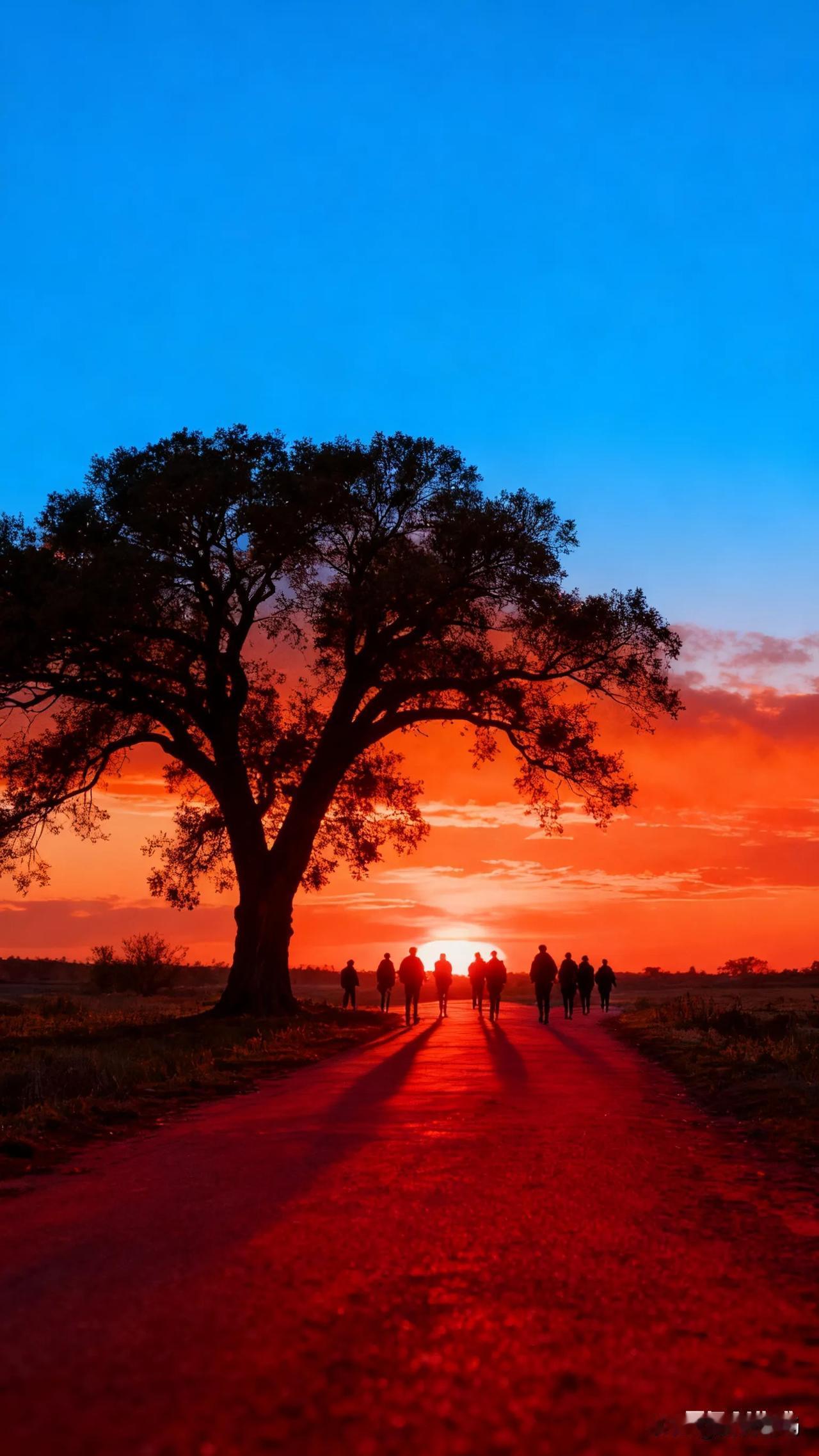 落日赋格与大地情笺

一、天地之象

夕阳是宇宙的调色师，将云朵染成橘红的火焰，
