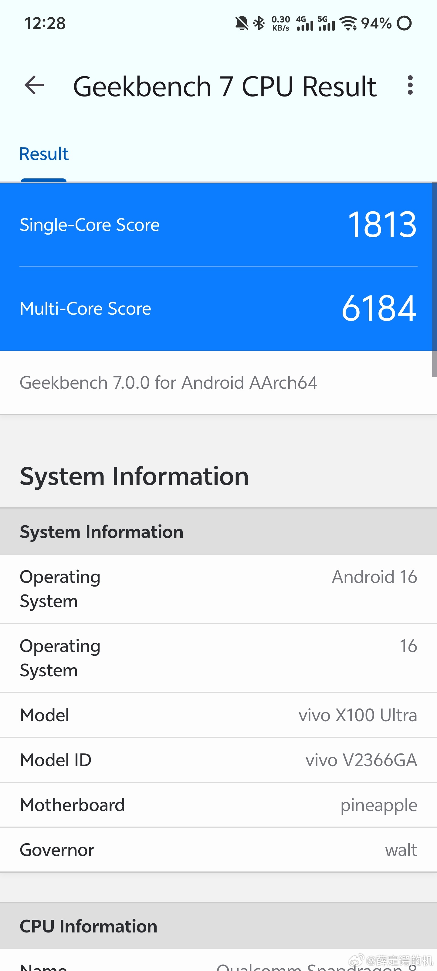 测了下Geekbench7，跑分比6更低了....手机