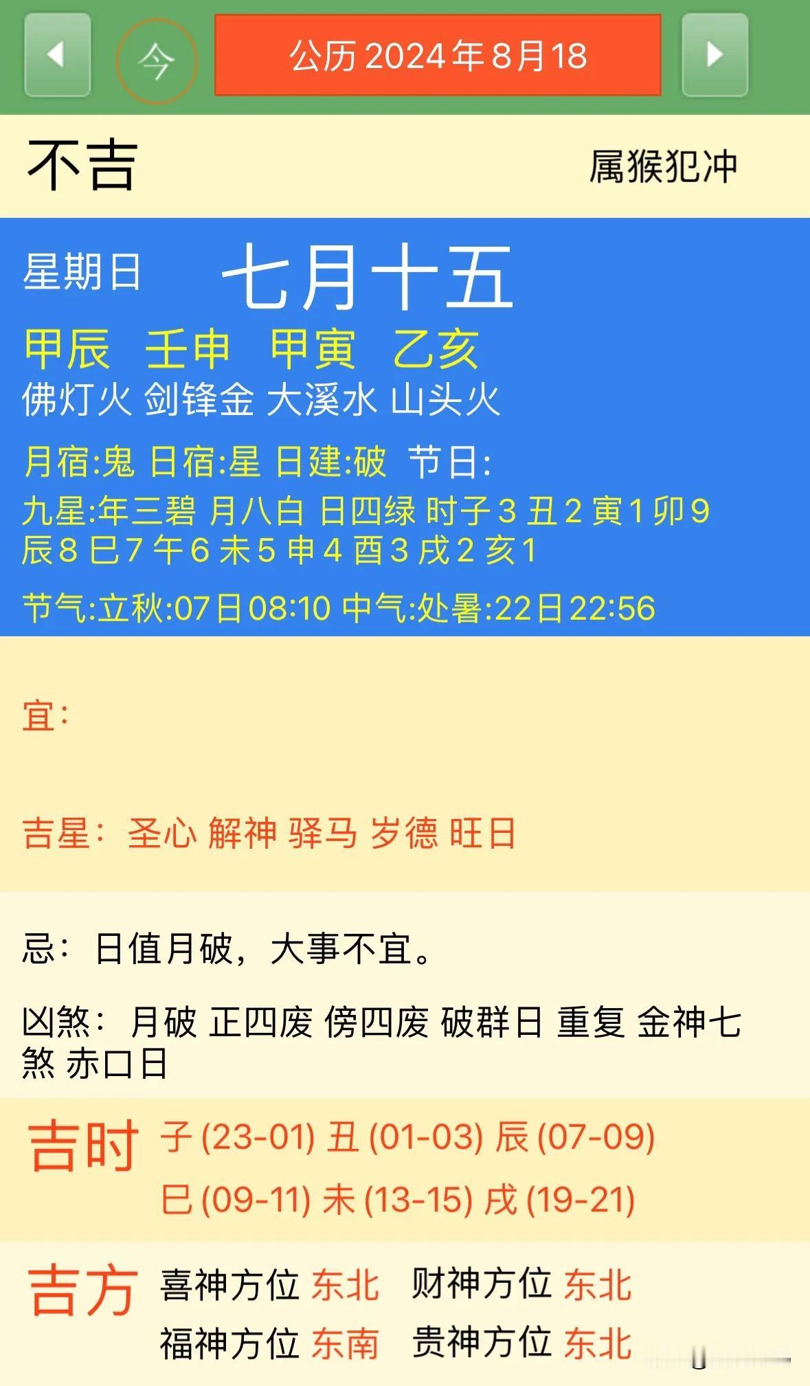 2024年8月18日【今日黄历宜忌每日老黄历忌讳】