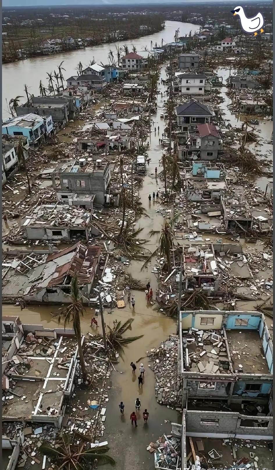 台风掀了屋顶，菲律宾人饿着肚子等饭吃。
西方国家嘴上说心疼，手里攥着钱没动。
老