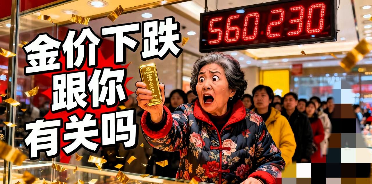 黄金降价！黄金降价！黄金降价！今早金店柜台前热闹得像菜市场，刚买金镯的大妈“啪”