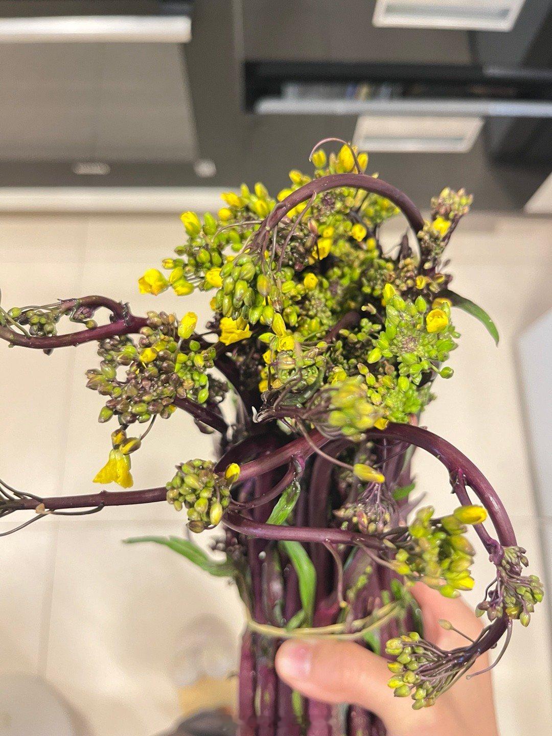 去菜场买了把红菜薹，🐳看到说“哇哦你还买了花～” ​​​