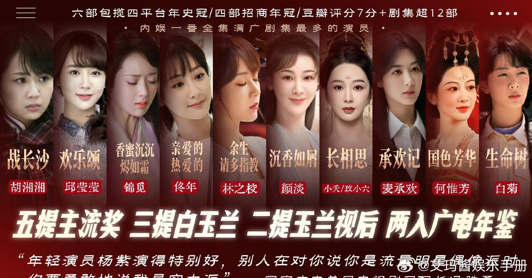 杨紫实绩图，含金量如何？杨紫白玉兰视后白玉兰获奖名单