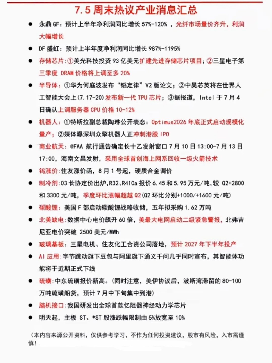 7.05周日  晚间：市场热议+财经信息汇总！ 