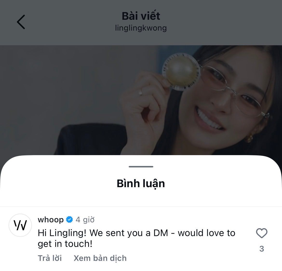 whoop：邝玲玲，看私信，我们很想和你联系。又跑到评论区找老公了，上次就给小老