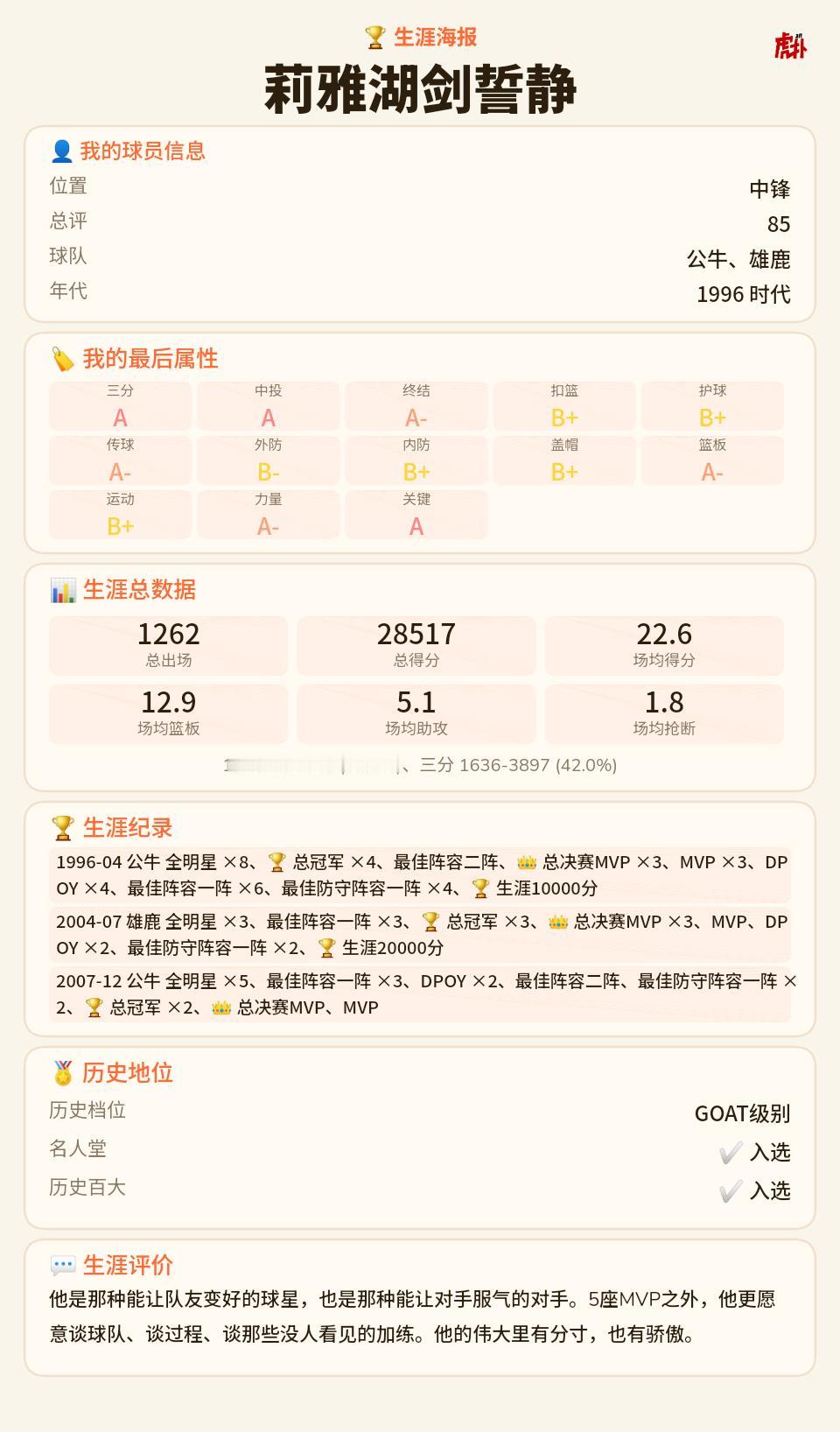 中锋的GOAT