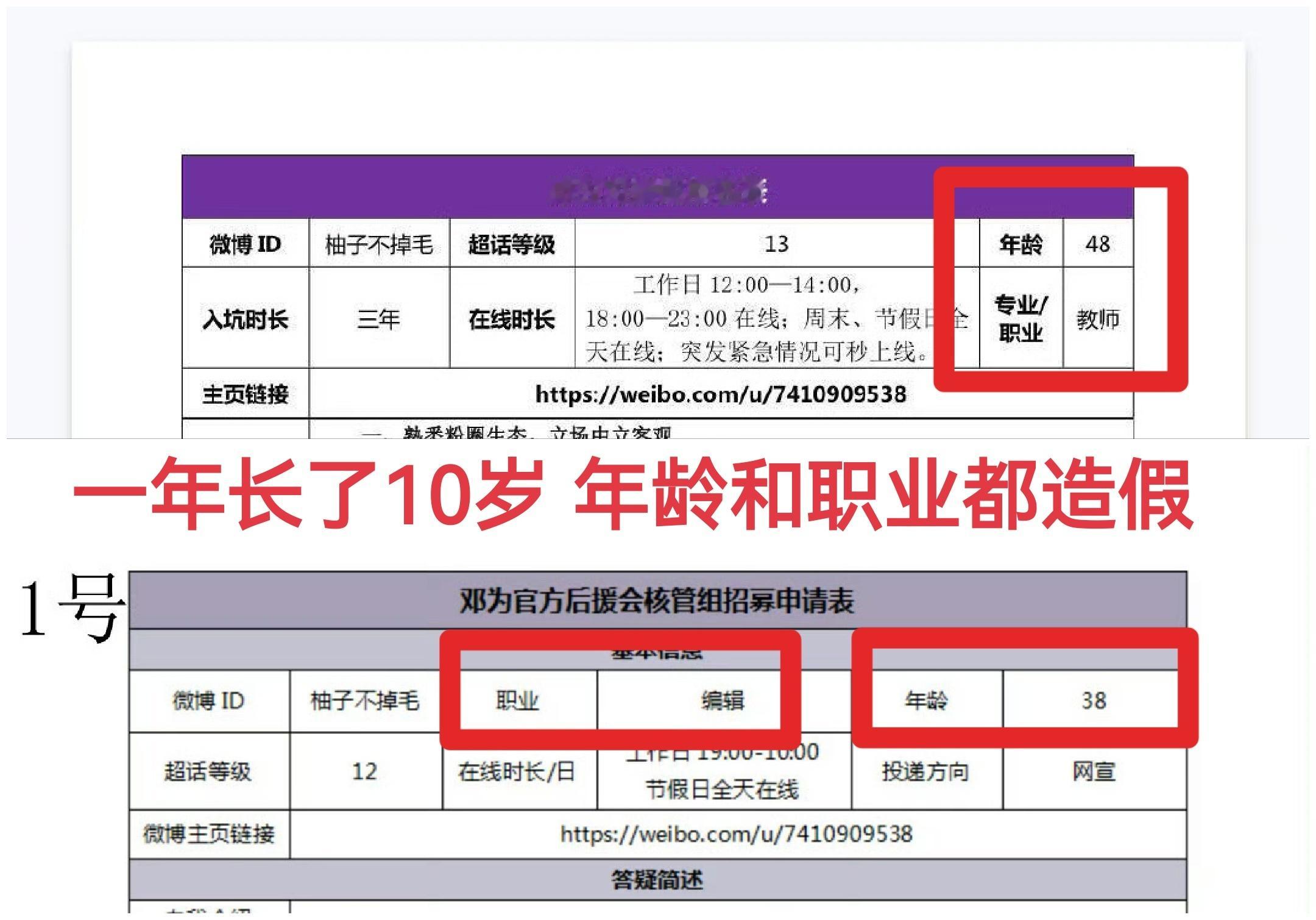 我笑不行了 去年38岁 今年48岁一下子长了10岁 年龄和职业都造假互联网的身份
