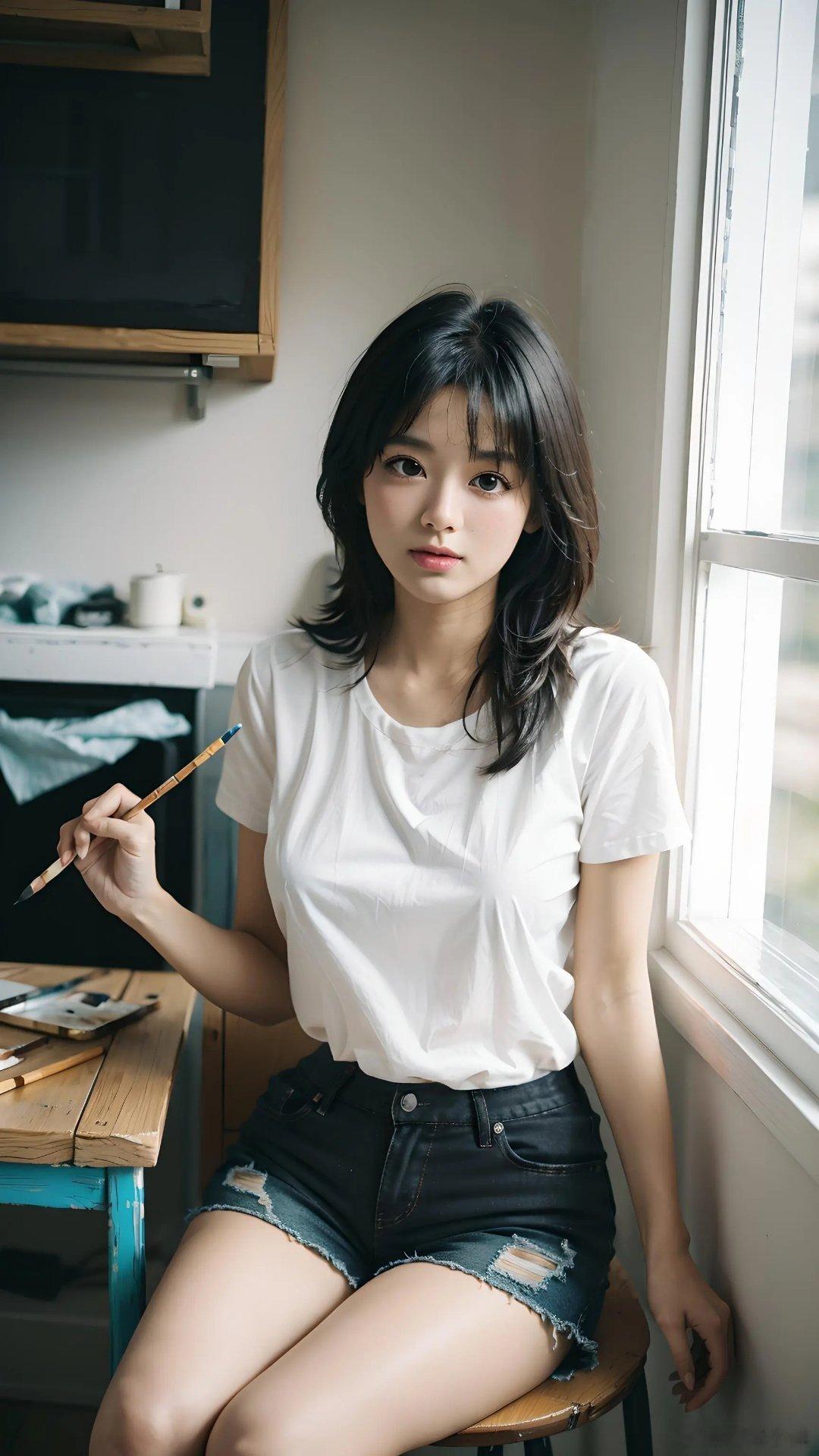素颜的小仙，也会用画笔勾勒美好的景象😃#时光的旋律##时光留夏# ​​​