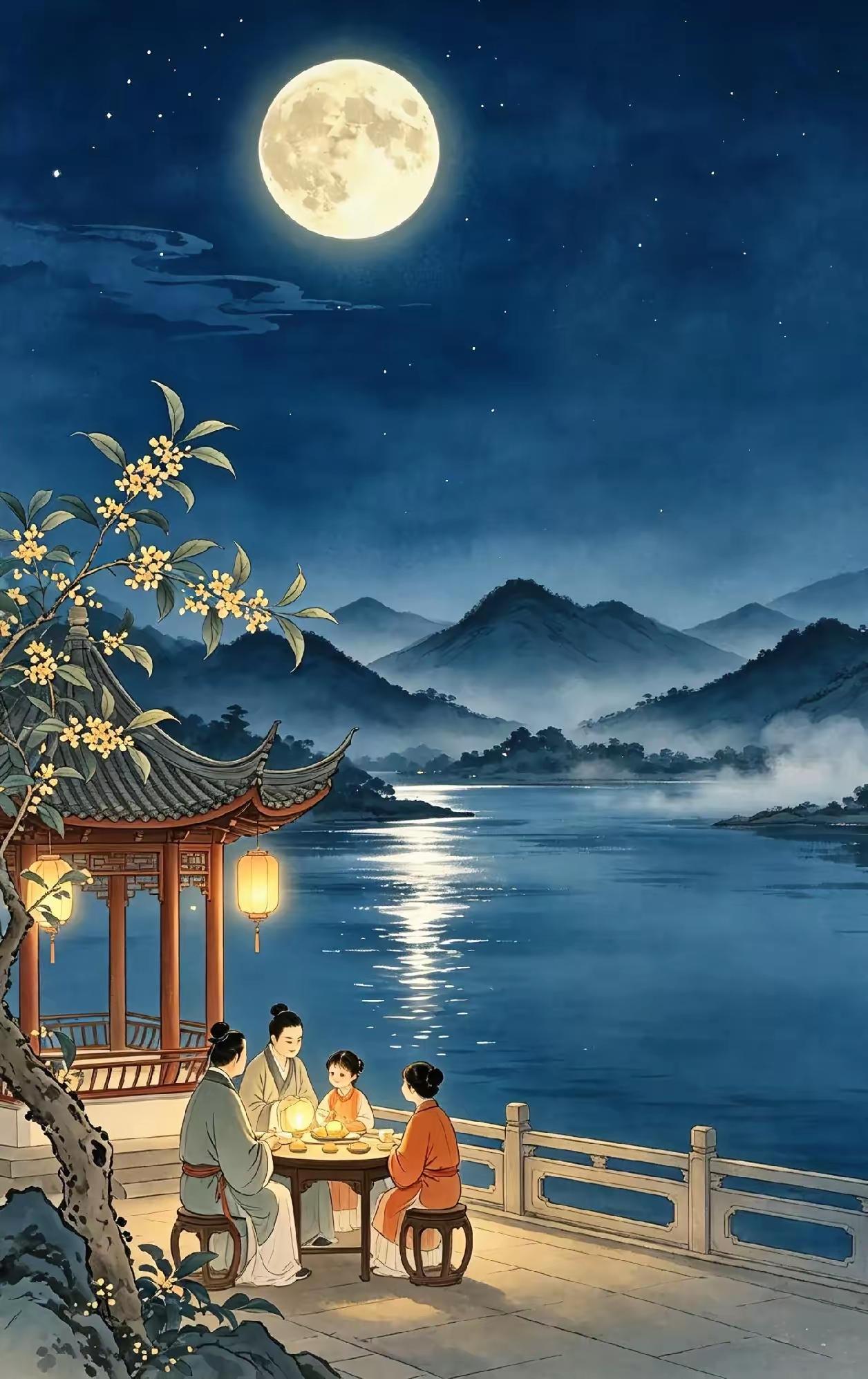 雨锁中秋夜，云遮玉镜轮。檐前听滴沥，灯下聚亲人。不见婵娟影，心藏万里春。何妨天有