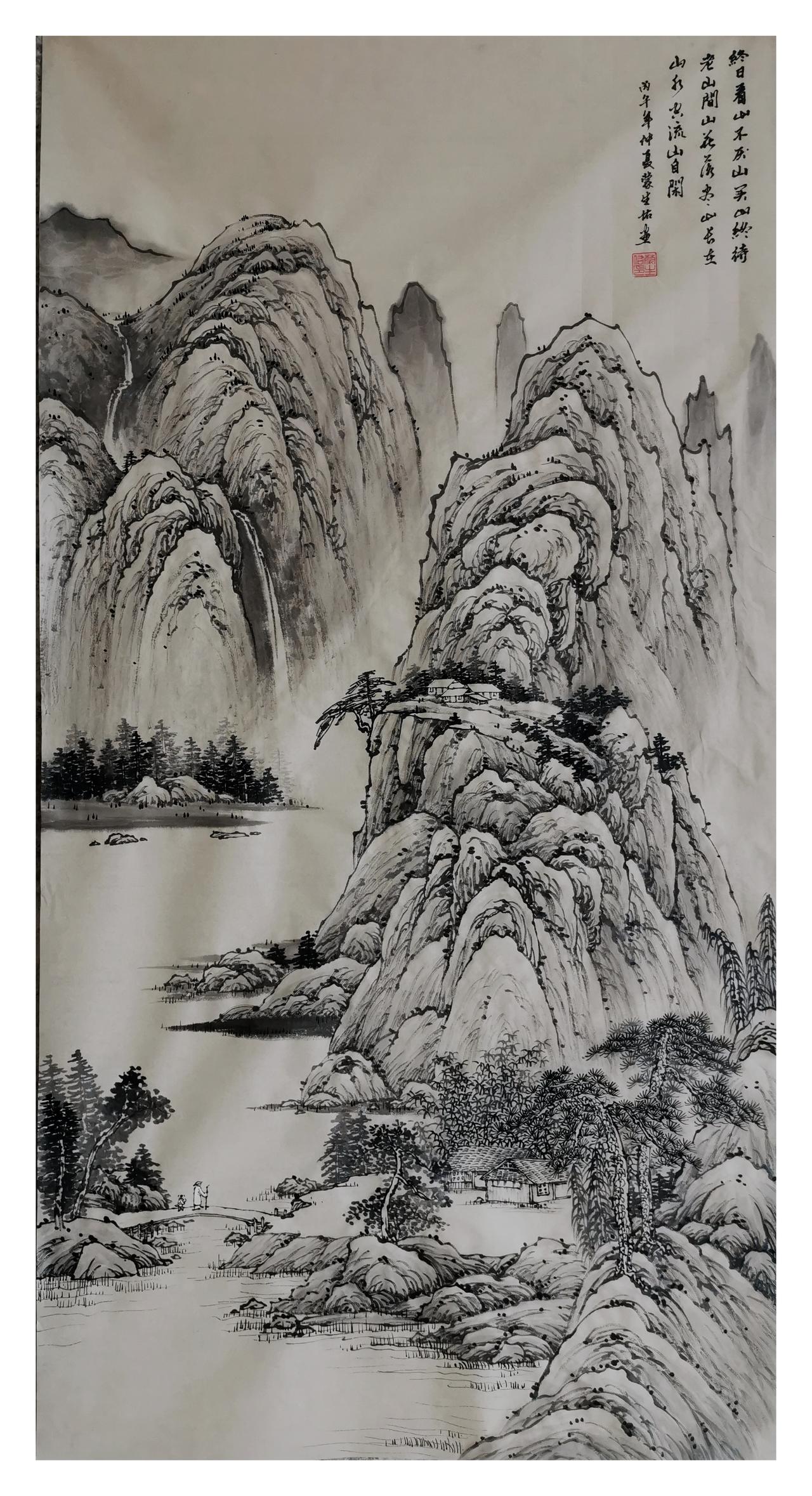 中国山水画原创作品欣赏：传统水墨山水画水墨风格山水画 宁静的山水画 水墨中国山水