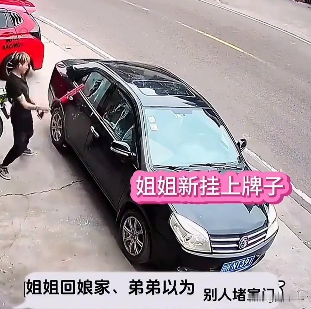 姐姐刚买的新车，开着回娘家炫耀，小黄毛弟弟以为别人家车堵家门了，直接开砸！
这剧