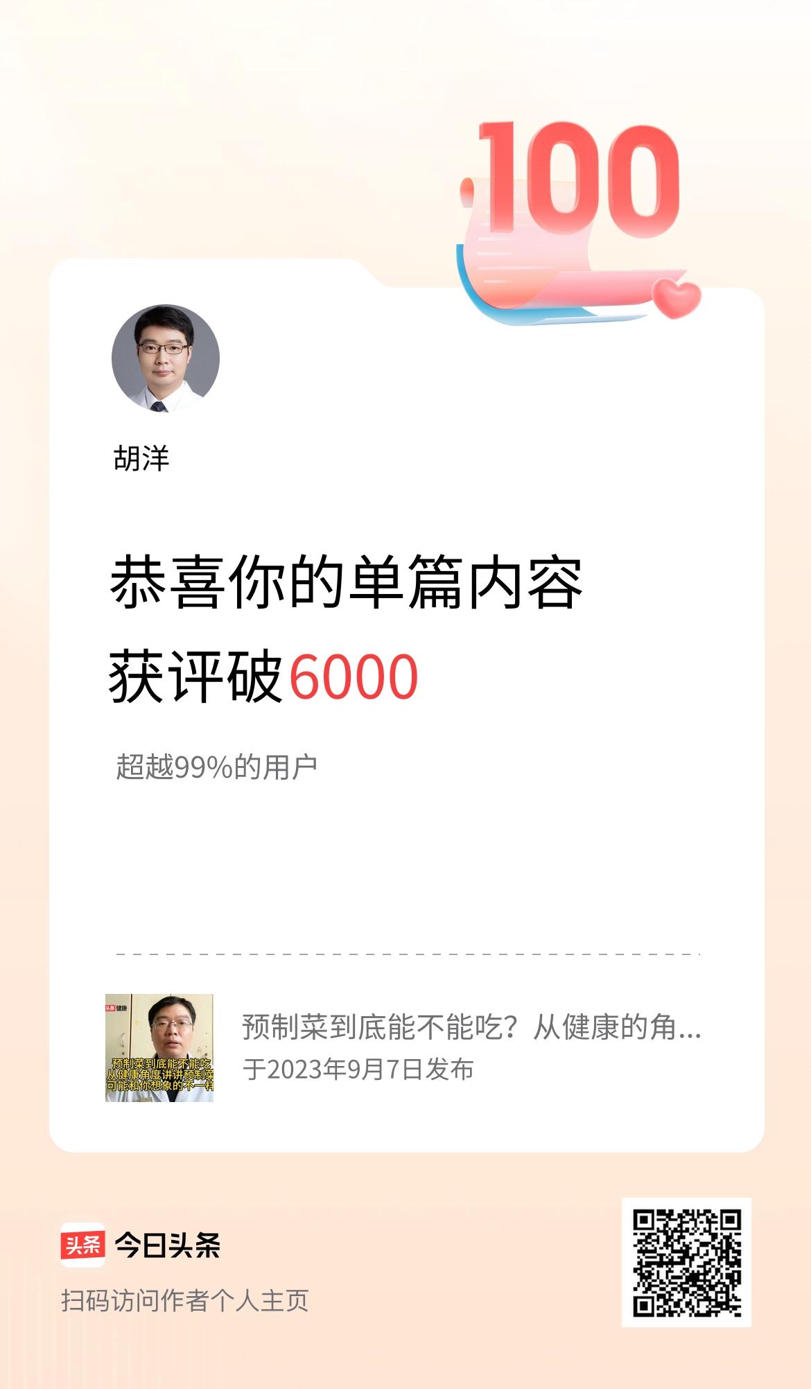 单篇内容获评论量破6000啦！