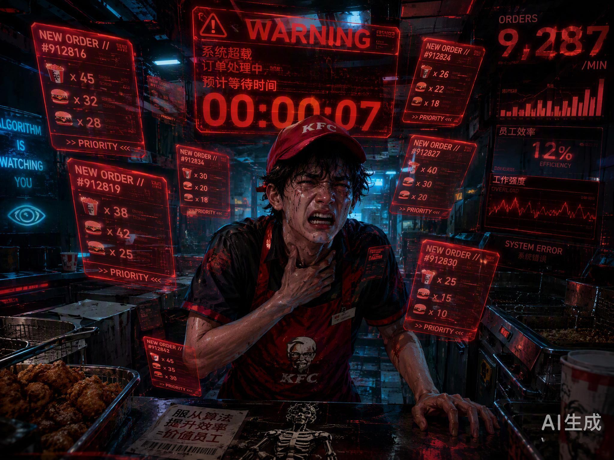 深圳这家炸鸡店的新手店员，一个人顶俩班被爆单压到晕倒，这事儿看着是排班问题，其实