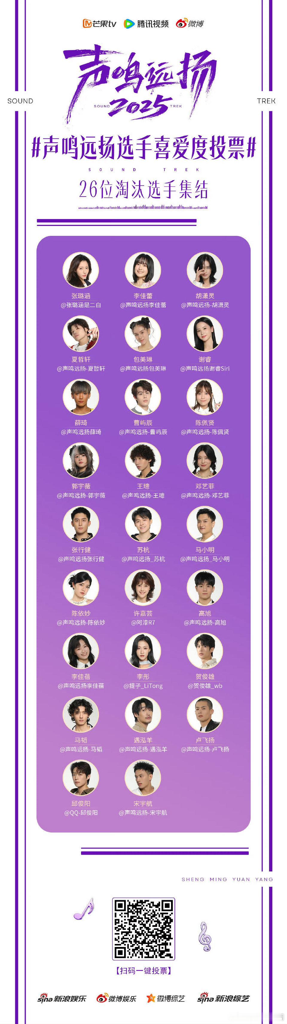 声鸣远扬下期复活赛声鸣远扬 舞台记得每一个被按下暂停键的梦想。复活赛正式开启，谁