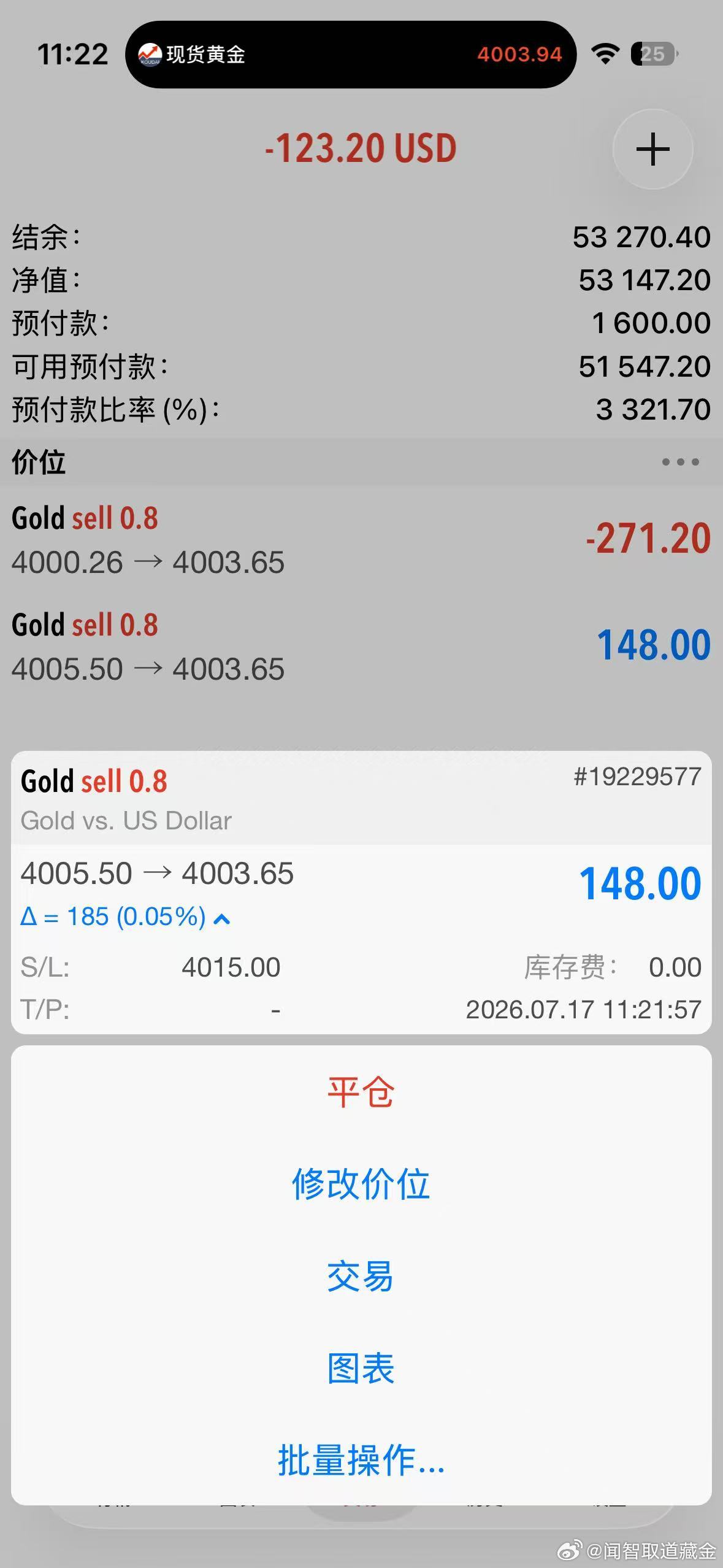 外汇黄金 今天多空转换的有点快，4000的挂单也进去了，05位置补了一个！损一起