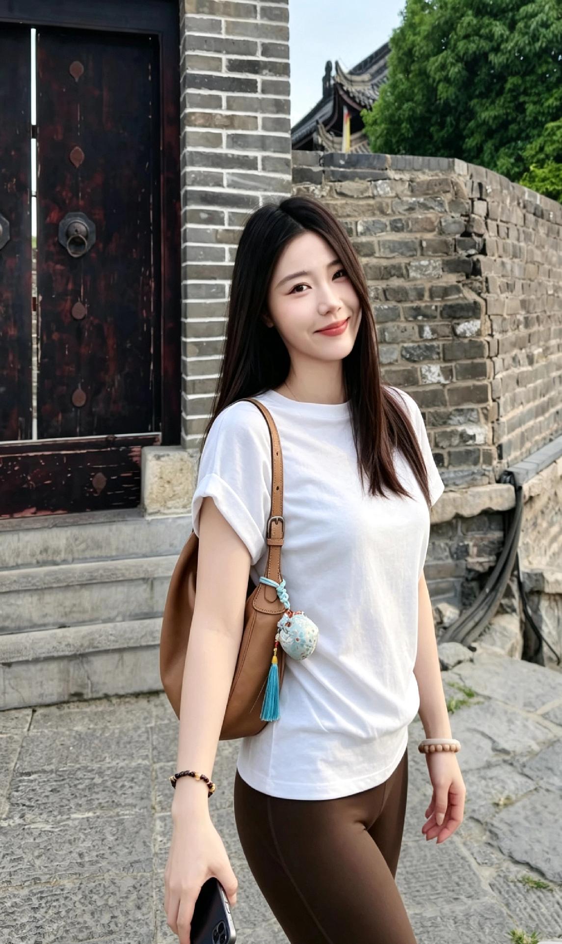 古城白衣美人氛围感拉满
 
谁能拒绝古墙下气质绝佳的三十岁姐姐！一身简约白色短袖