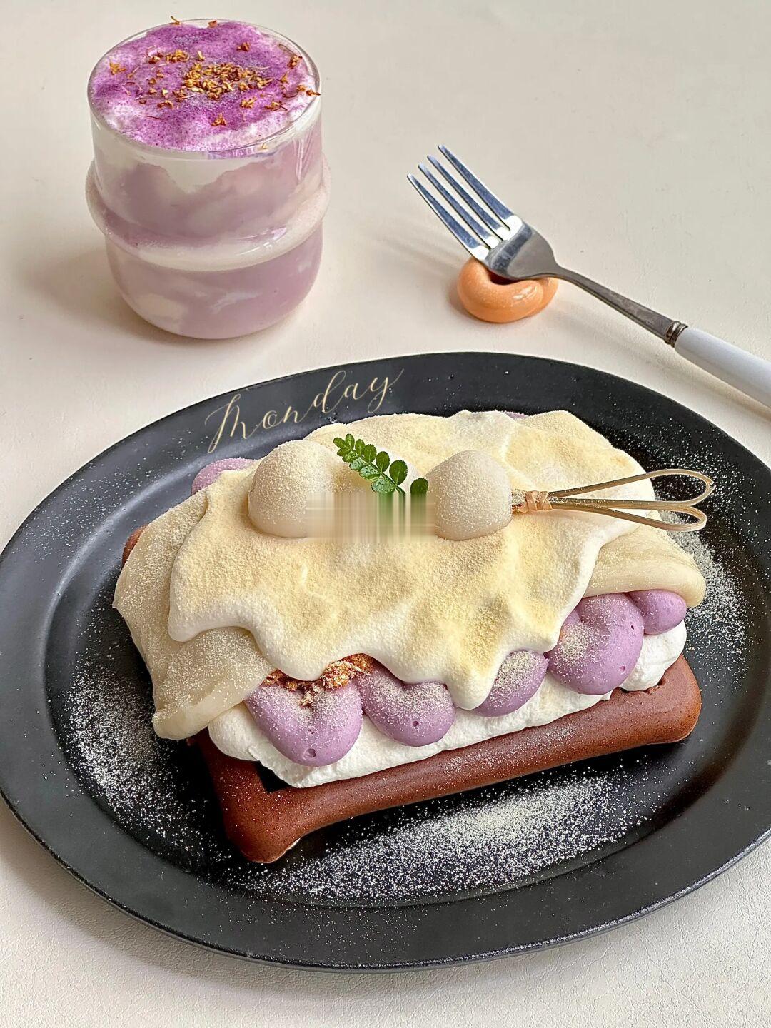 ‼️好吃到迷糊的芋泥麻薯夏凉被豆乳华夫饼🧇