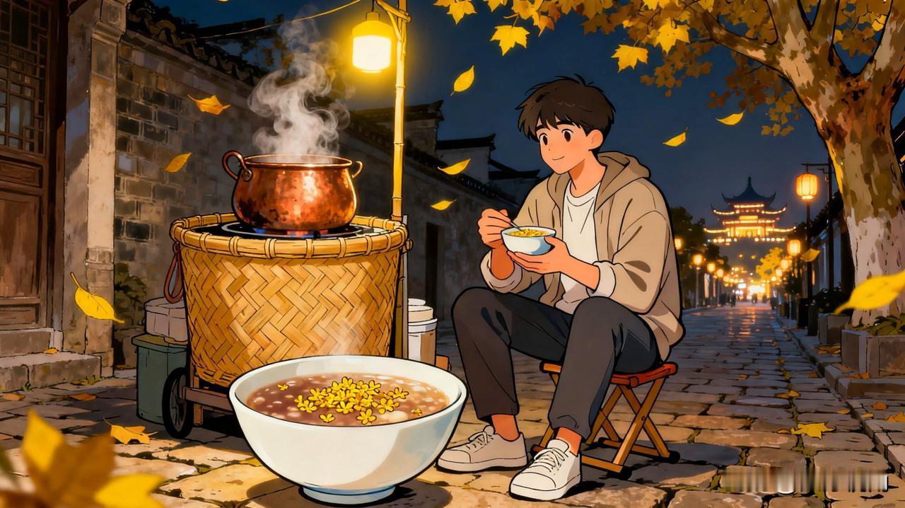 南京老门东的一碗桂花糖粥：成年人的幸福感，藏在市井烟火里
 
加班到傍晚的南京，