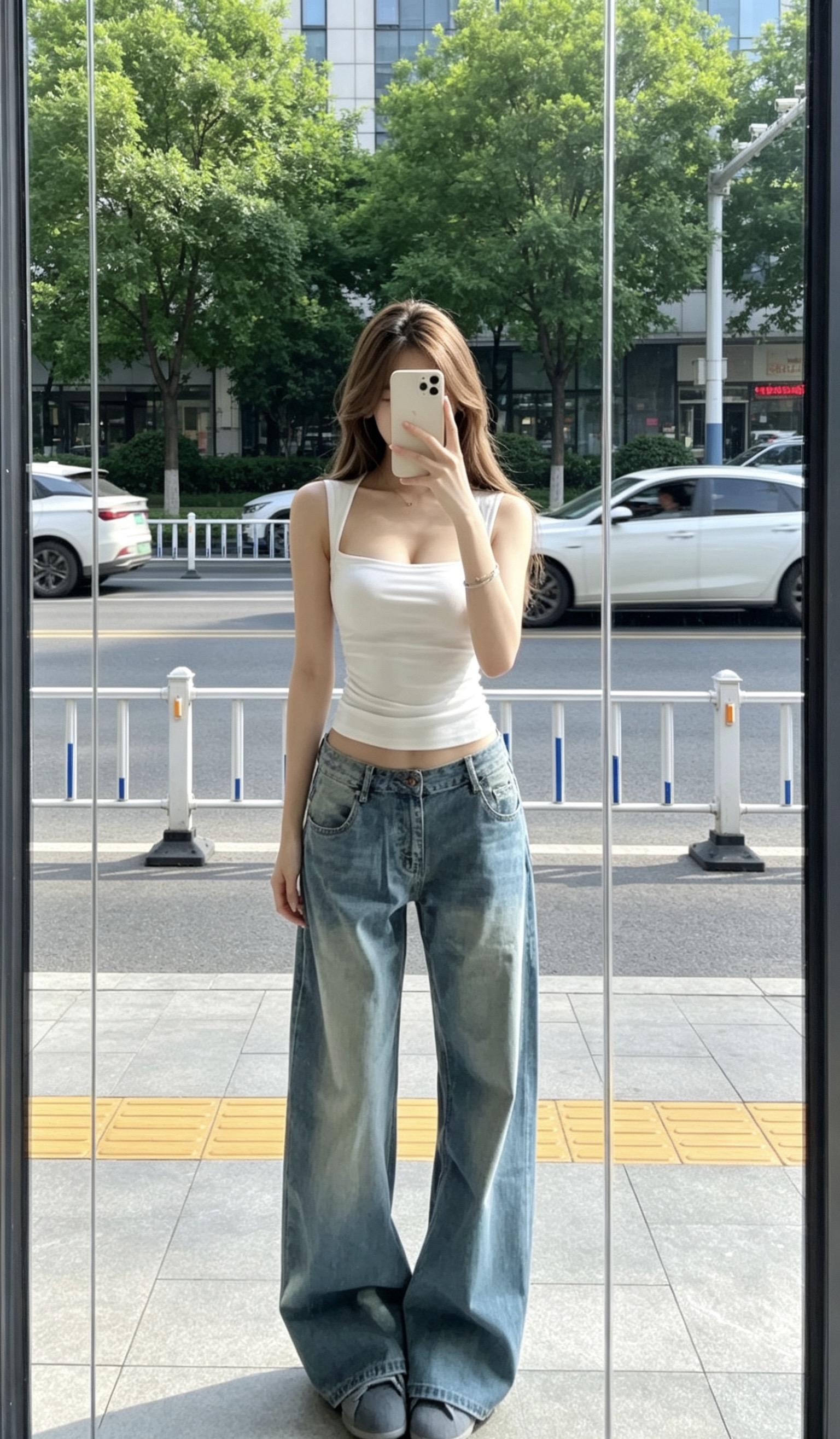 牛仔裤yyds ootd女生穿搭