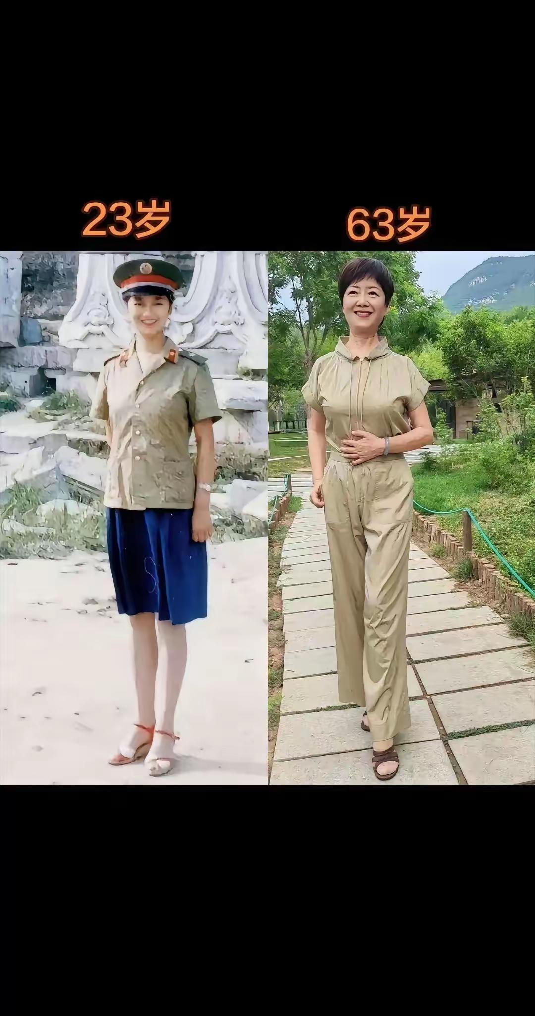 六十三与二十三，年龄相差四十年，
四十年有啥变化，只是着装有点变。
要说不变是初