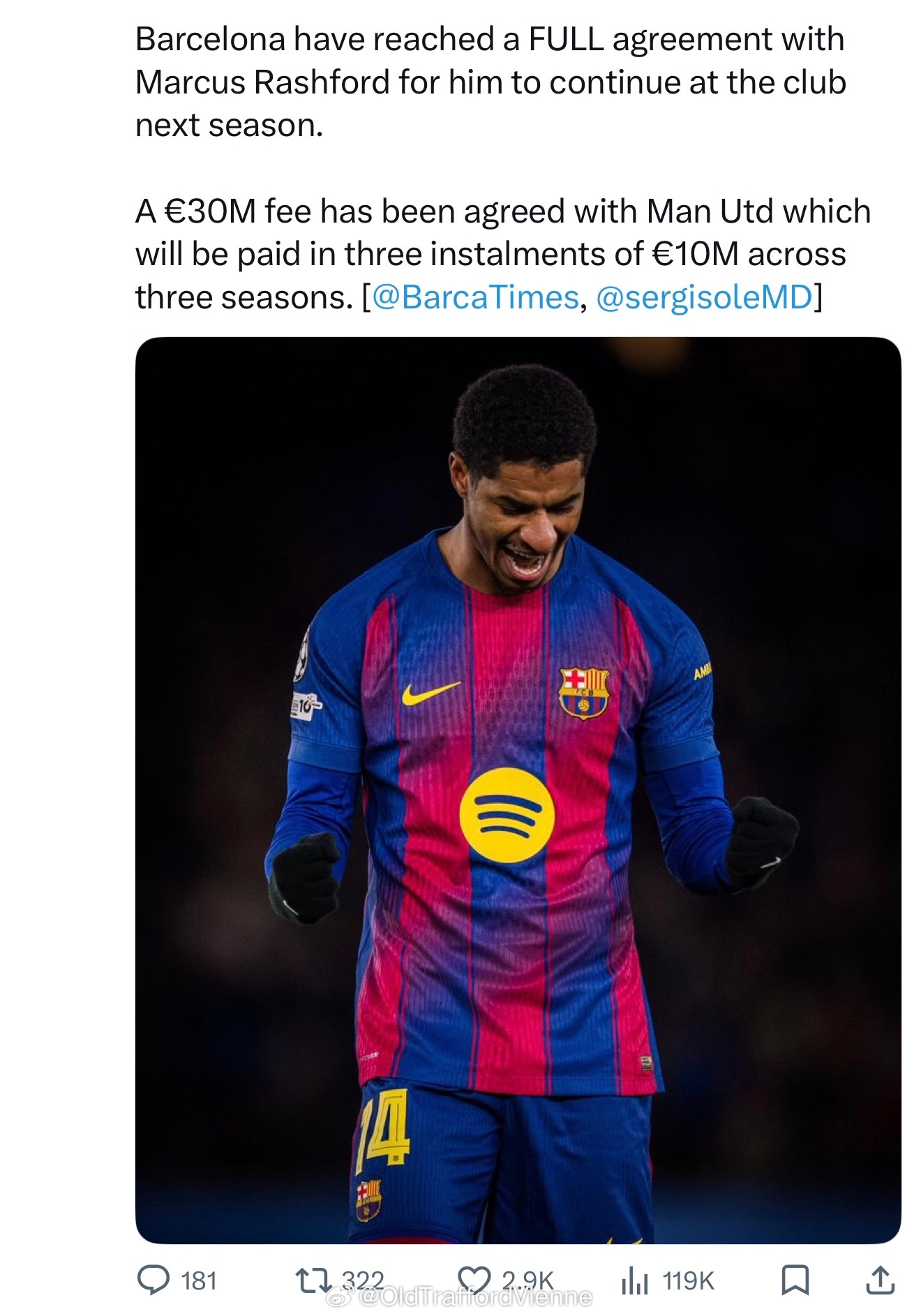 巴萨醒悟了？巴萨与拉什福德谈妥了个人条件，准备满足曼联条件激活买断条款，球员不想