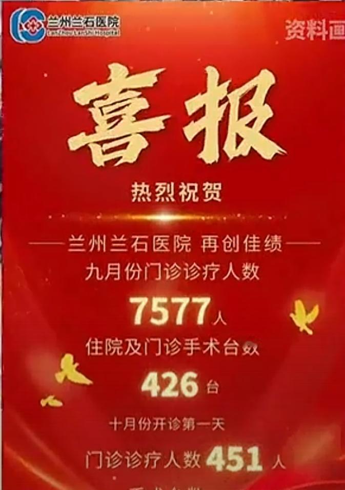 最近，兰州某医院为了庆祝诊疗人数又增加了，竟然明目张胆的做喜报公之于众，被曝光后