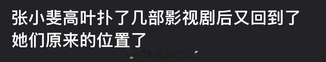 张小斐、高叶扑了几部影视剧后是不是又回到了她们原来的位置了？ ​​​