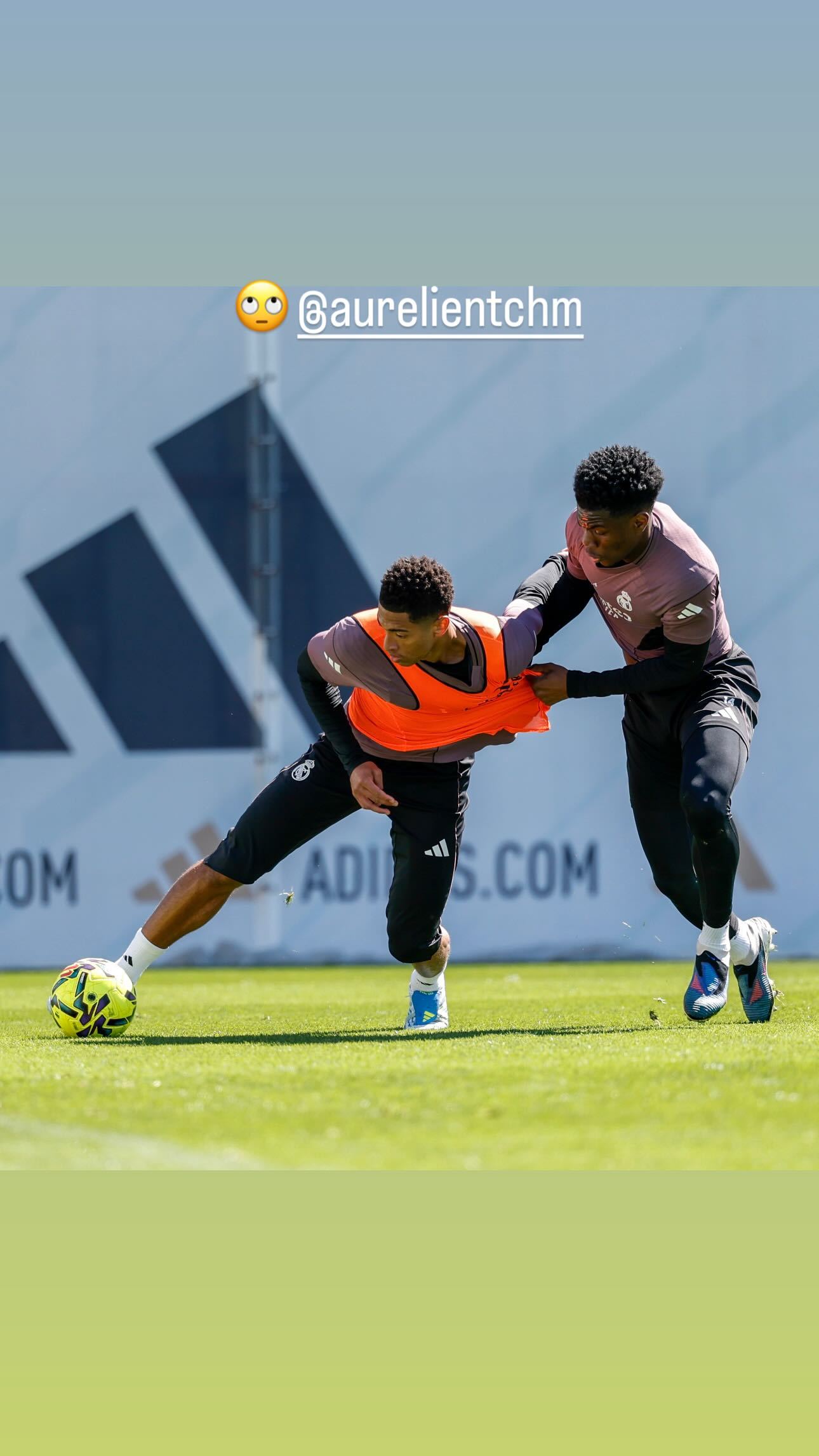 昨天训练时被楚阿梅尼拉了球衣，在快拍艾特楚阿梅尼并翻了个白眼🤣楚阿梅尼转发，艾