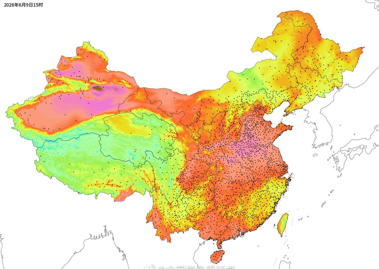 6月只要一出太阳，再强的冷空气也挡不住升温势头，今天下午华中气温迅速回升到30-