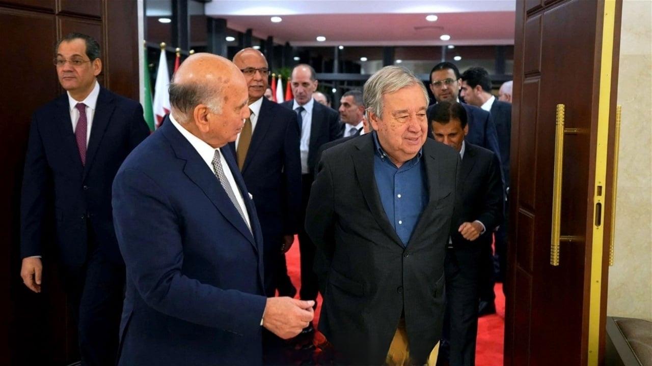 联合国秘书长安东尼奥·古特雷斯抵达伊拉克首都巴格达，准备参加联合国伊拉克援助团（