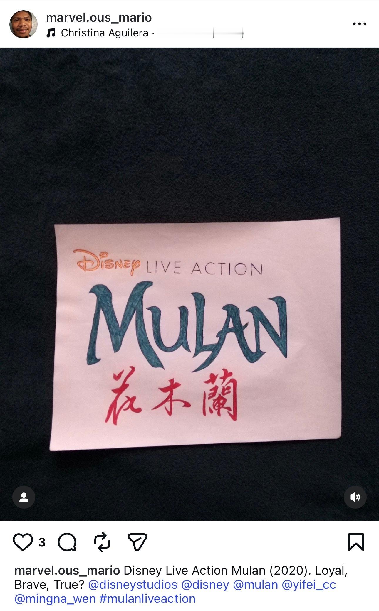 lyf  Ins上关于刘亦菲花木兰的全球二创还在继续，全球最具含金量、最有影响力