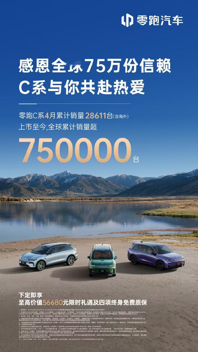 零跑C系累计销量破75万 C系列通过全域自研带来的极致成本控制，成功将激光雷达、
