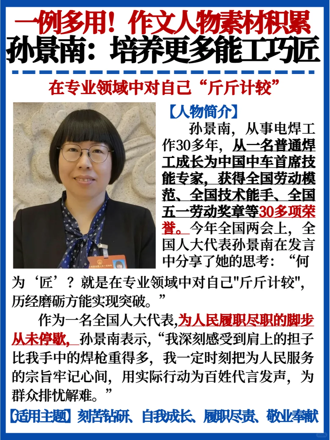 人物素材💯孙景南｜“女焊神”的履职担当