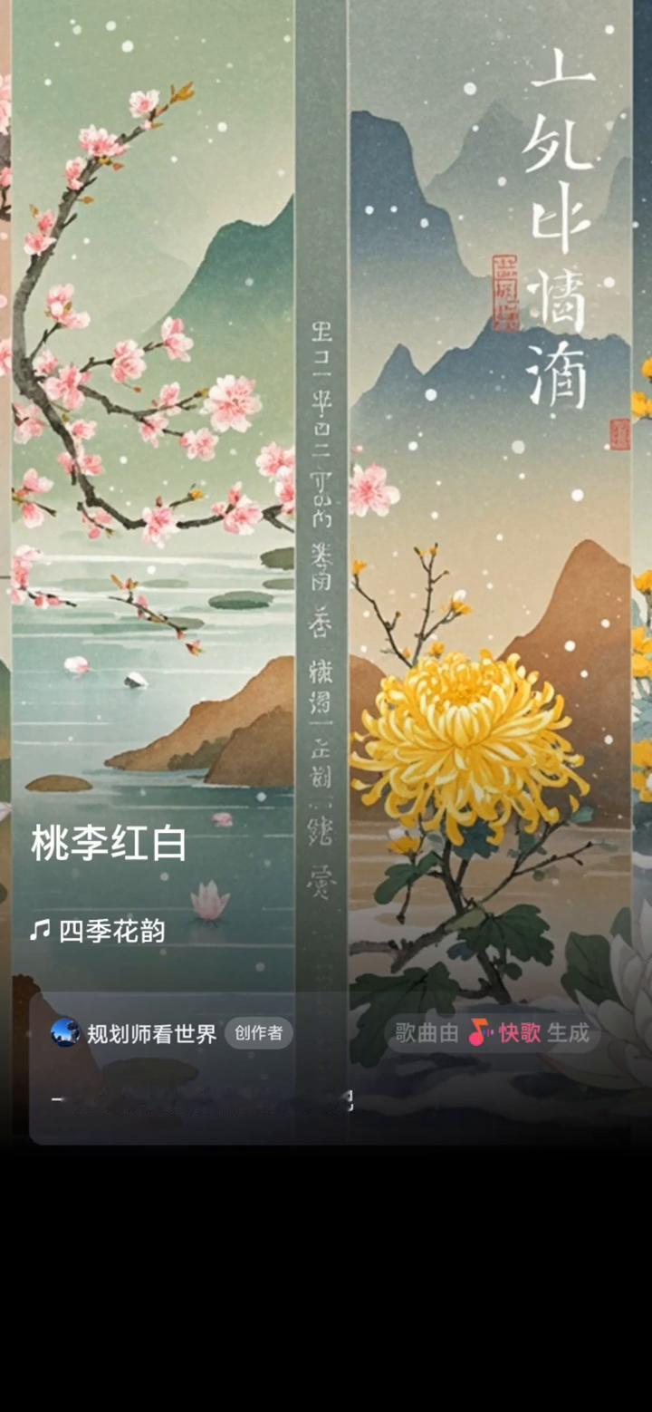桃花败，四季花韵。
规划师看世界创作者。
歌曲由快歌生成，一起来听听我创作的歌曲