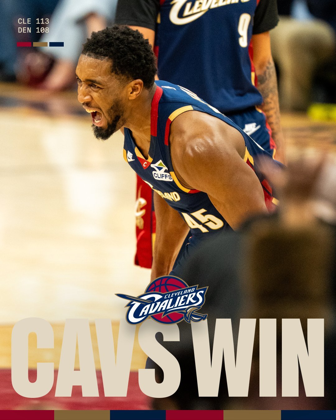 骑士靠着末节反扑才惊险击败穆雷单核带队的掘金，这是骑士赛季第三次拿到三连胜。掘金