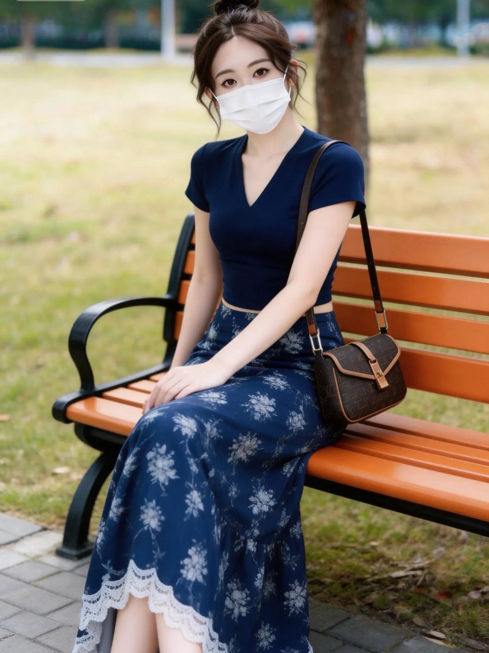 藏在江南里的温柔，藏青碎花裙太有韵味了。      温柔到骨子里的中式...