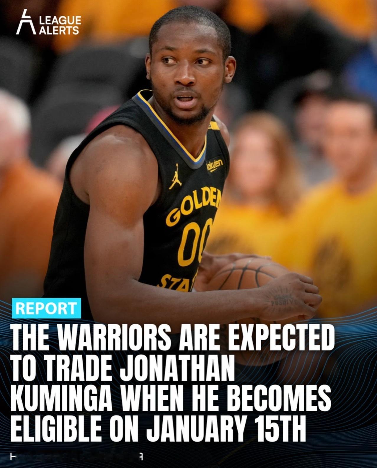 突发！据Shams报道，勇士￼计划在1月15日讨论交易库明加￼的事宜，此前他们与