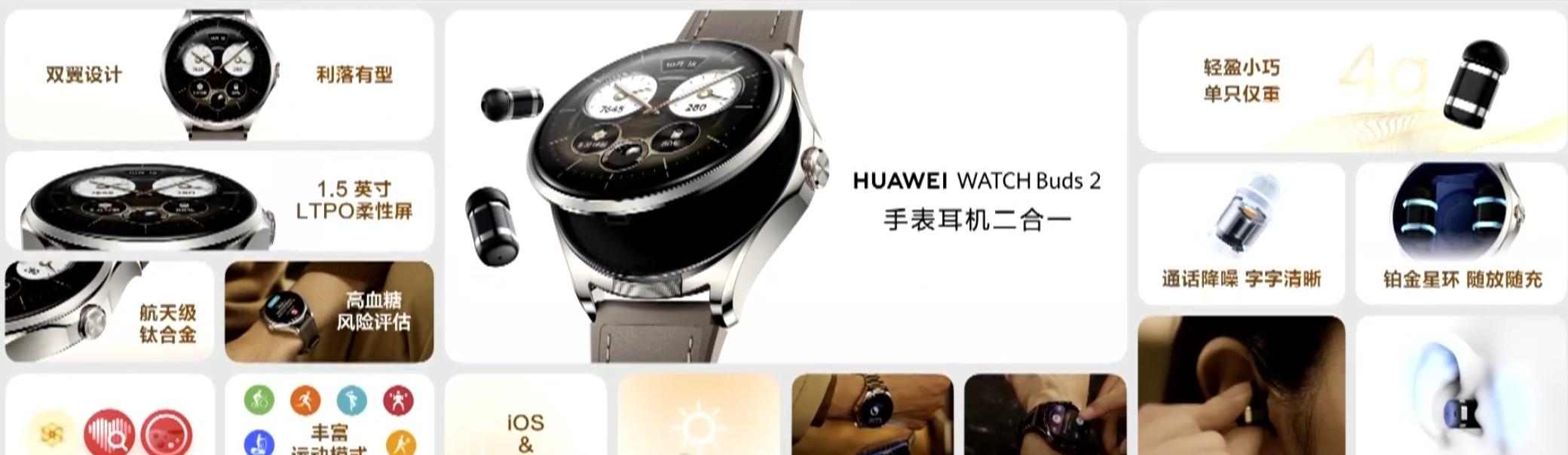 华为 WATCH Buds 2 发布，手表耳机二合一，售价 :3488 元起，1