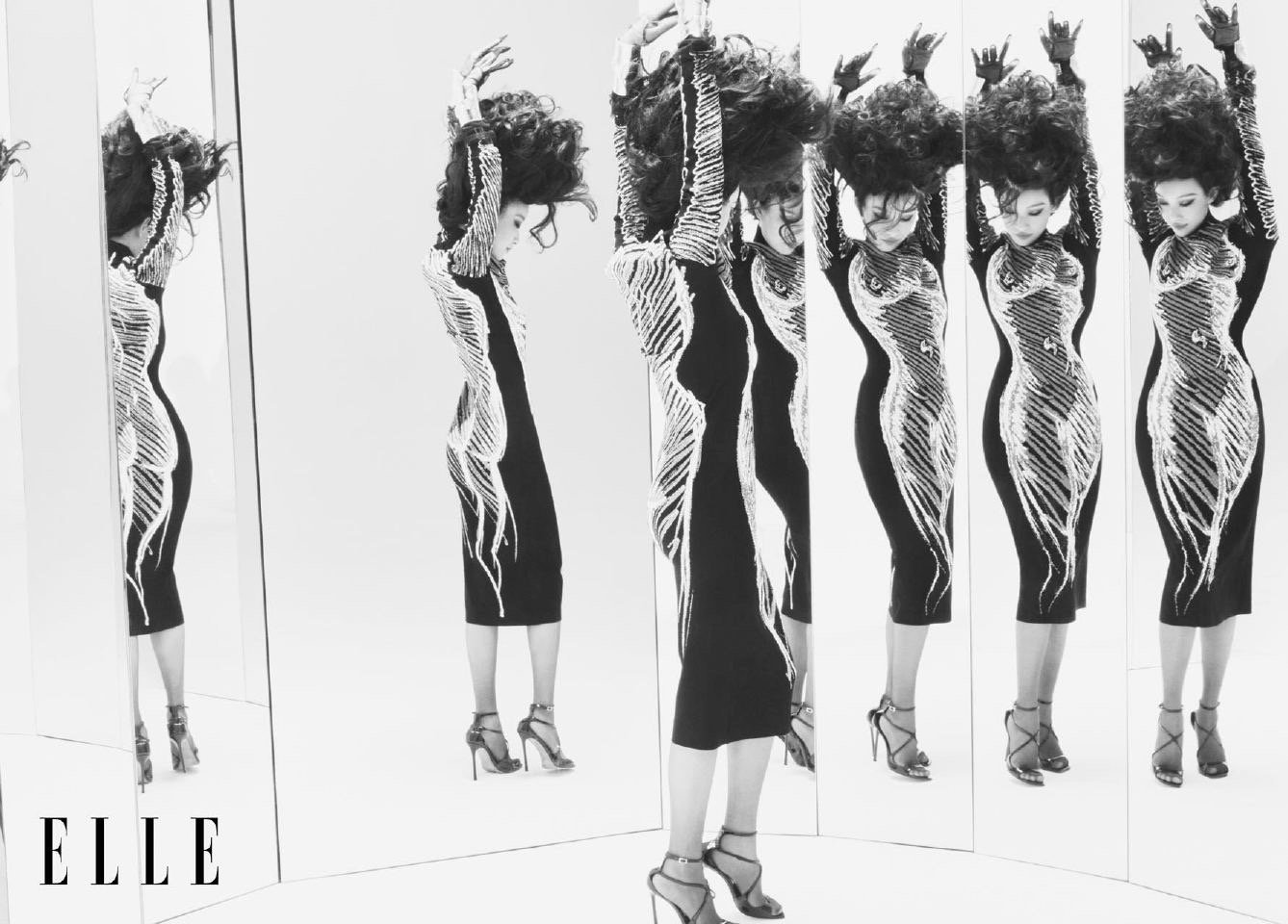 倪妮躺出了超S曲线 倪妮最新ELLE开季刊封面曝光，包身裙勾勒出曼妙身姿，躺着也