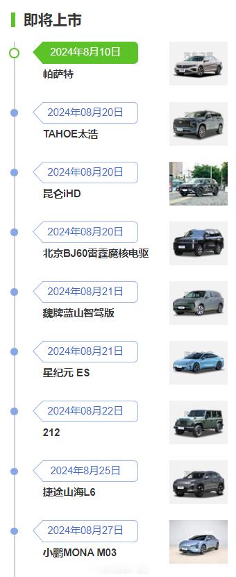 随手一翻，最近要上的新车就这么多，有点密集！ ​​​
