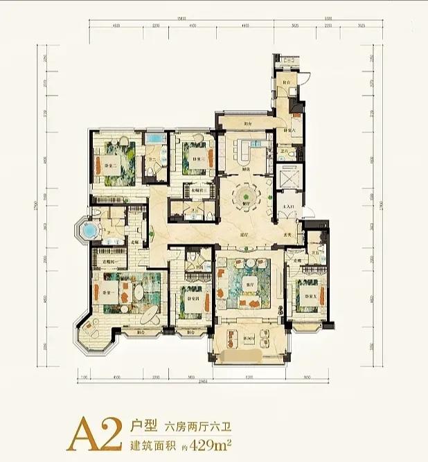 这格局，真真是“东南形胜，三吴都会”的顶配，空间感太舒展了。
 
四百多平的大平
